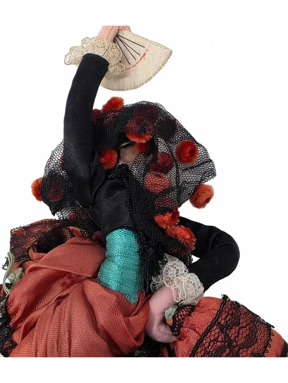 Vintage Spanish Flamenco Dancer Cloth Doll Madrid Tag 11.75 Inch